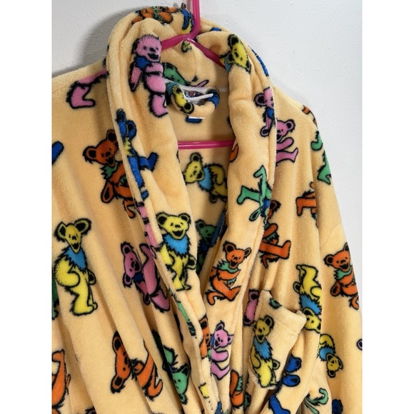 Grateful Dead Other - Grateful Dead Dancing Bears Fleece Robe Yellow One Size Licensed Hippie Soft!